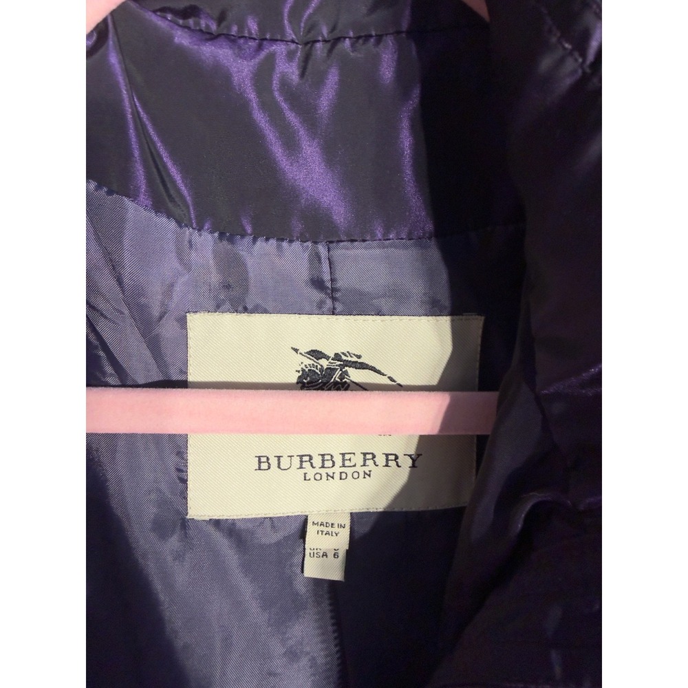 Burberry London Metallic Purple Nylon Trench Coat Jacket Made in Italy Size 6 - Picture 6 of 16